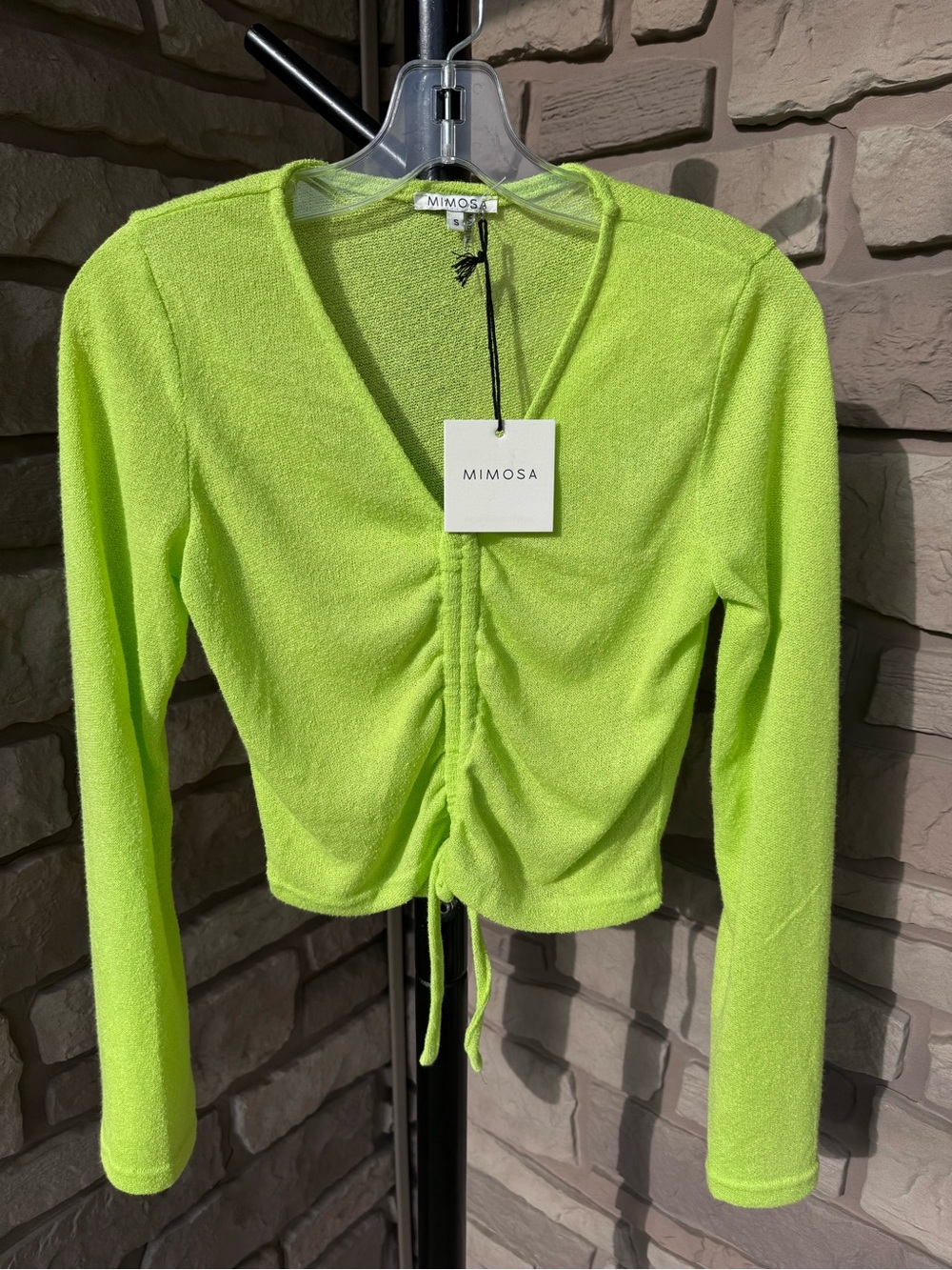 NWT Mimosa Boutique Semi Sheer Cropped Long Sleeve Top